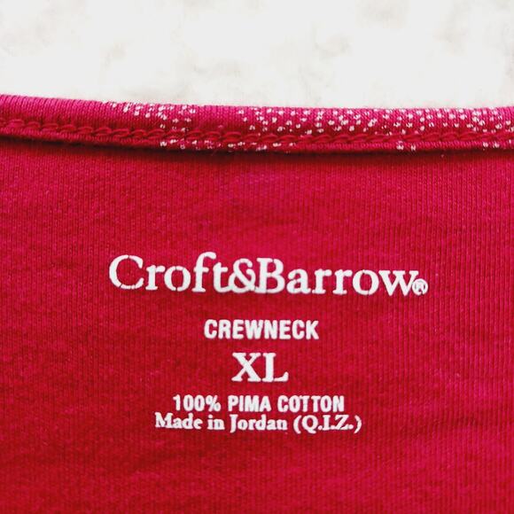 T-Shirt Red White Paisley Floral Pima Cotton Boho Bloomcore Cozy Casual Size XL - Picture 8 of 12